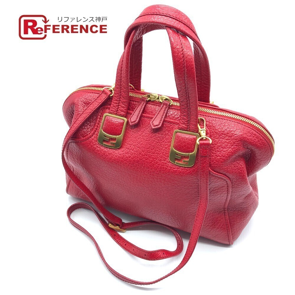 Fendi Chameleon Bag Shoulder Crossbody Boston Handbag Red